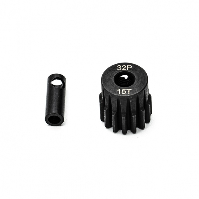 Pignon moteur 32DP Ø5mm + adaptateur 3.17mm 15 dents en acier - 1/10 - KONECT KN-183215