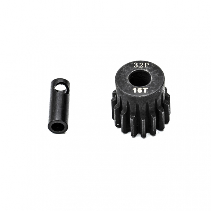 Pignon moteur 32DP Ø5mm + adaptateur 3.17mm 16 dents en acier - 1/10 - KONECT KN-183216