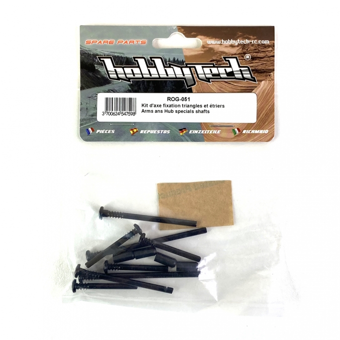 Kit d'axes fixation triangles et étriers Rogue Terra - HOBBYTECH ROG051 - 1/10