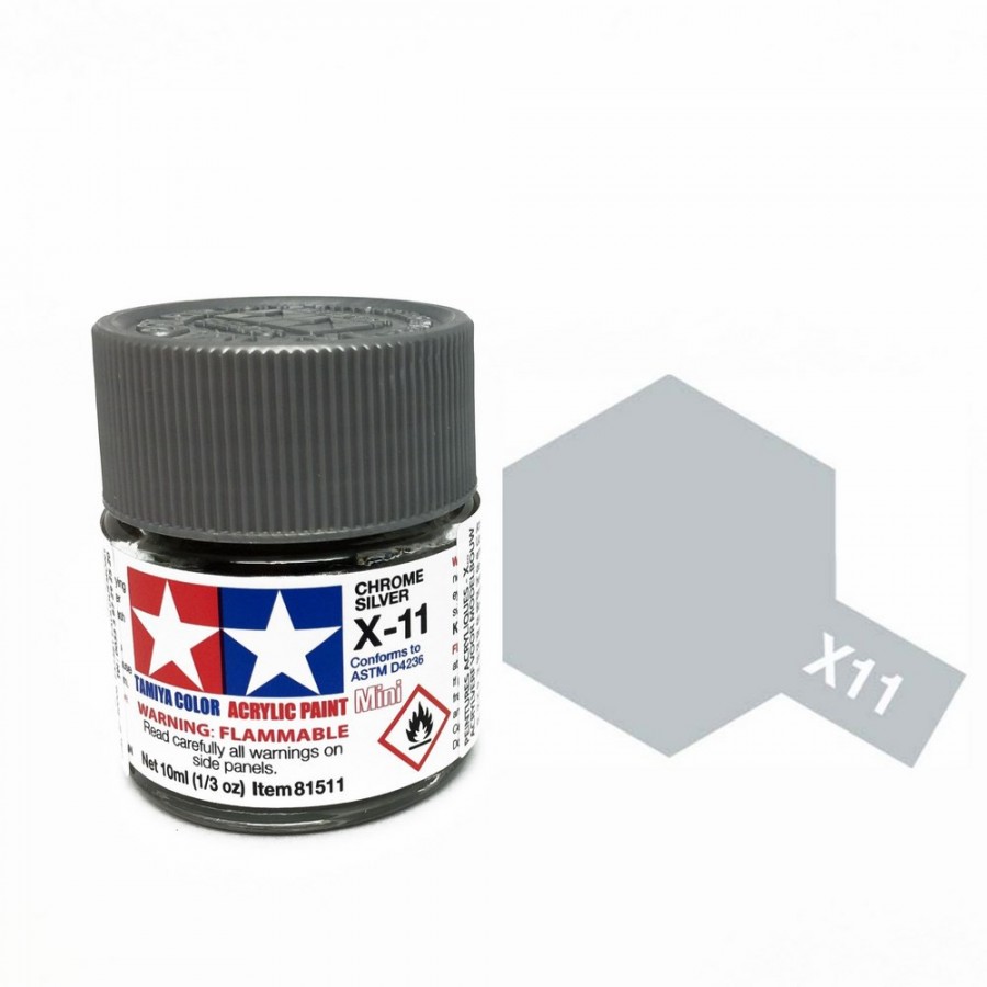 Chrome argenté brillant pot de 10ml-TAMIYA X11