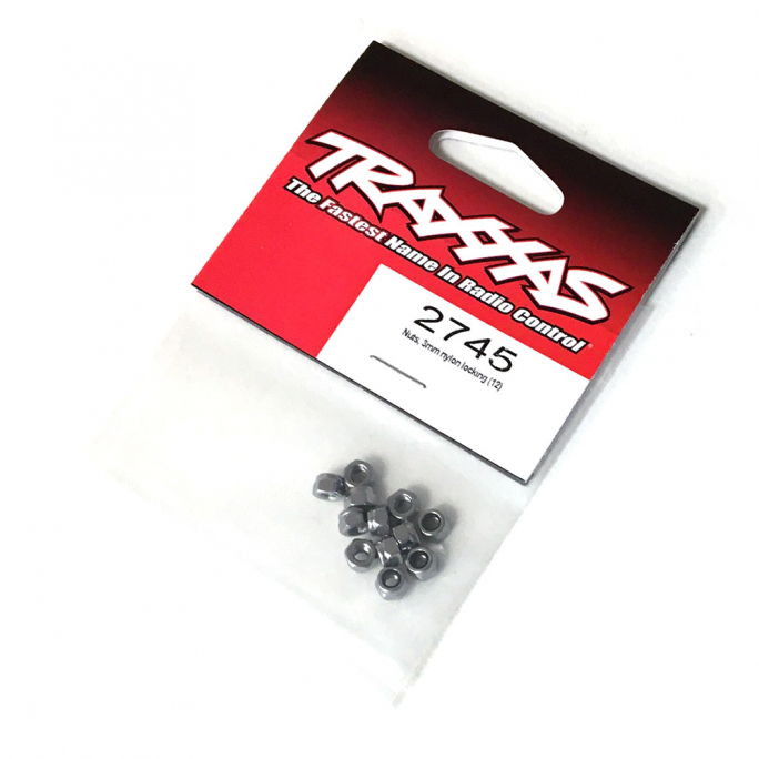 Ecrous, nylstop, 3mm en acier, (x12) - Traxxas 2745