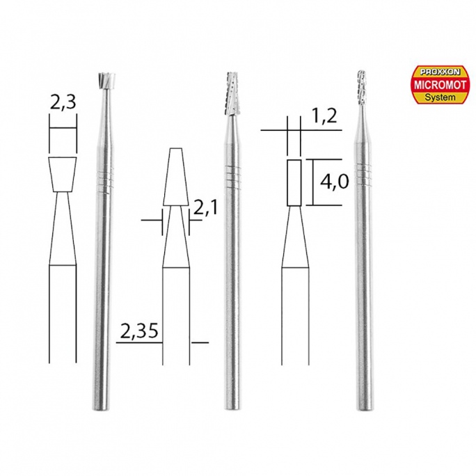 Embouts de fraise en métal renforcé (x3) - PROXXON 28752