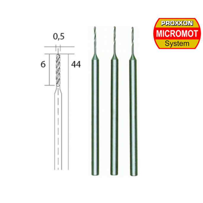 Forets HSS en acier "wolfram-vanadium", Ø 0.5 mm (x3) - PROXXON 28864