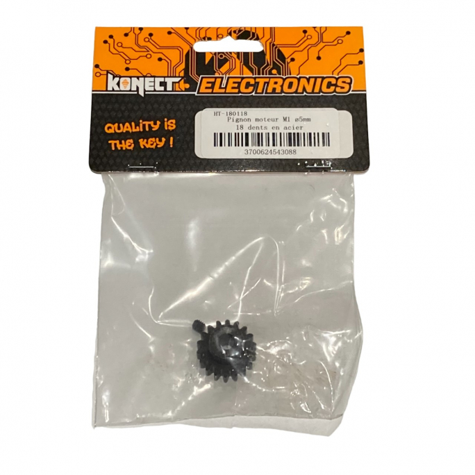 Pignon moteur M1 Ø5mm 18 dents en acier -  KONECT KN-180118