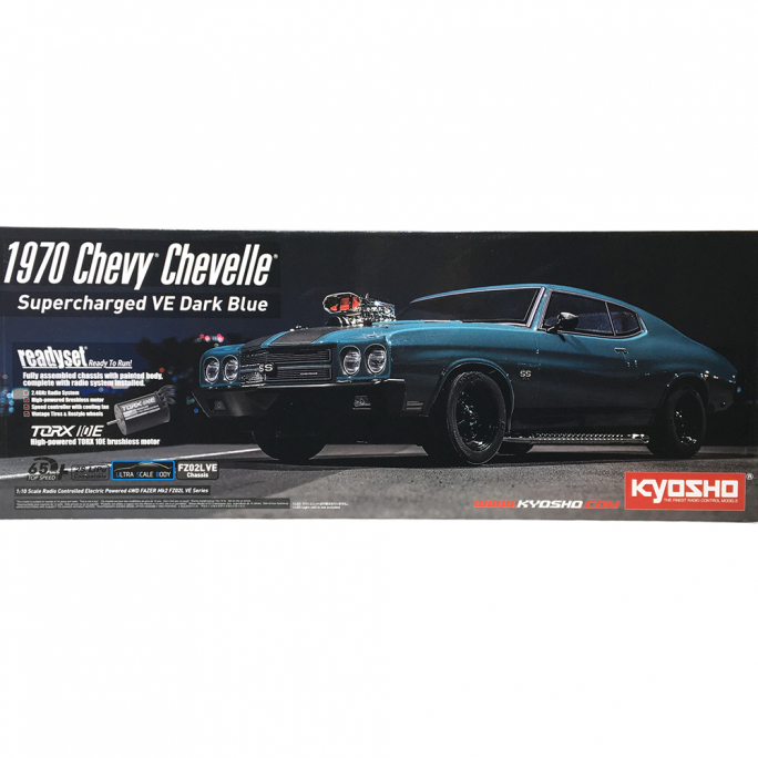 1970 Chevy Chevelle, Fazer Mk2, Supercharged, Brushless, RTR, Bleu - KYOSHO 34494T1 - 1/10