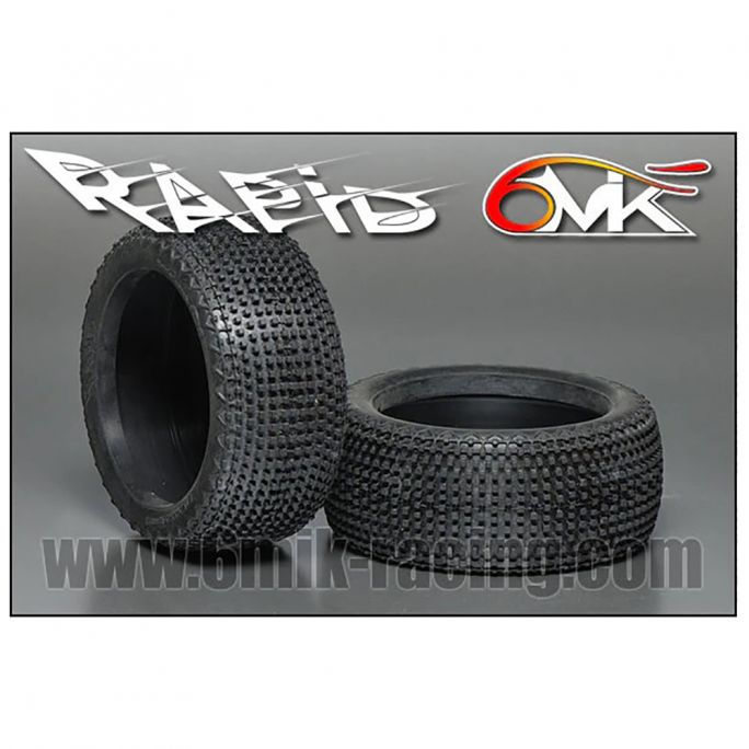 2 roues à monter Buggy, Rapid (gomme 0/18° et jantes blanches) - 6MIK TKU100018 - 1/8