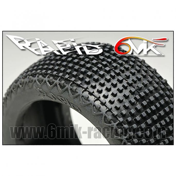 2 roues à monter Buggy, Rapid (gomme 15/25° et jantes blanches) - 6MIK TKU101525 - 1/8