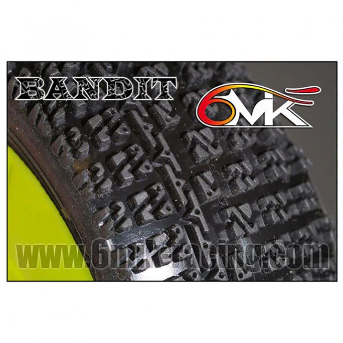 2 roues à monter Buggy, Bandit (gomme 15/25° et jantes jaunes) - 6MIK TKUY81525 - 1/8