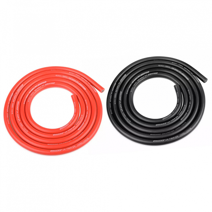 Fil Silicone Ultra V+ (x2) - Super Flexible - Noir et Rouge - 12AWG 1m - CORALLY C-50112