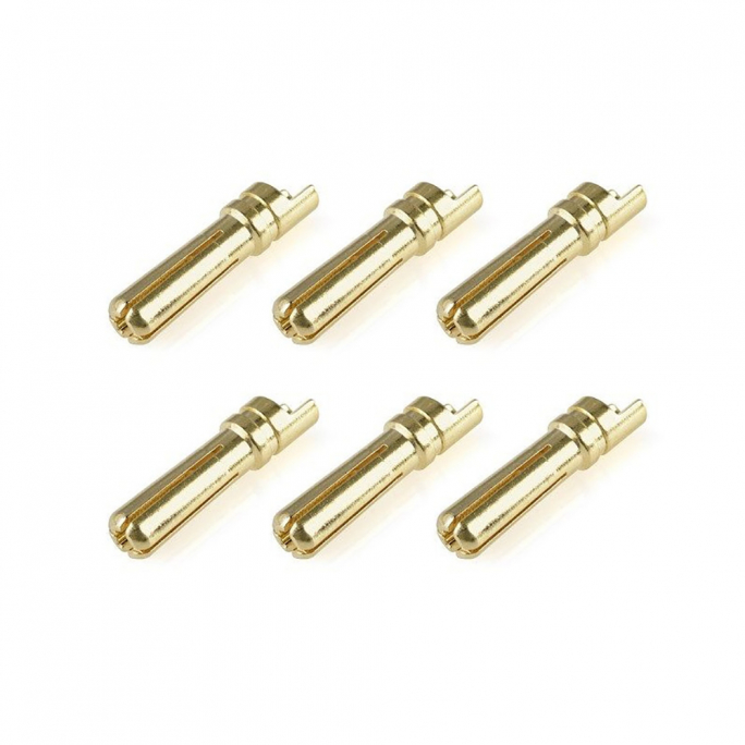 Prise male 4.0mm, solid type, plaqué or (x6 pcs) - CORALLY C-50152