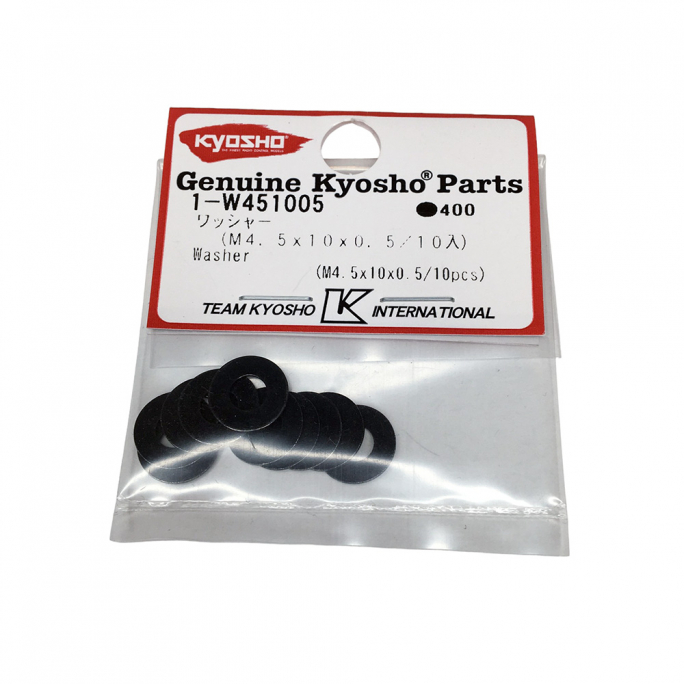 10 Rondelles M 4.5 x 10 x 0.5 mm - Kyosho 1-W451005