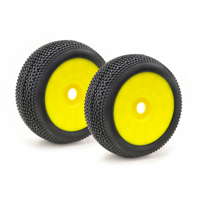 2 roues disque plein "Mini Pin" pour Buggy, jaune - ABSIMA 2520023 - 1/8