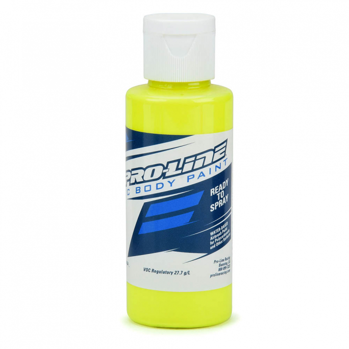 Peinture Aérographe, Carrosseries RC, Jaune Fluorescent, 60ml - Pro Line 6328-02