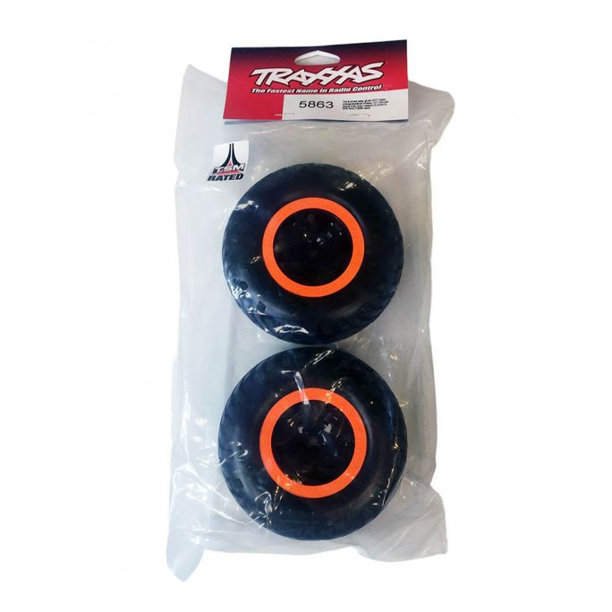 2 Roues Montées Collées, Noir et Orange Beadlock - TRAXXAS 5863 - 1/10