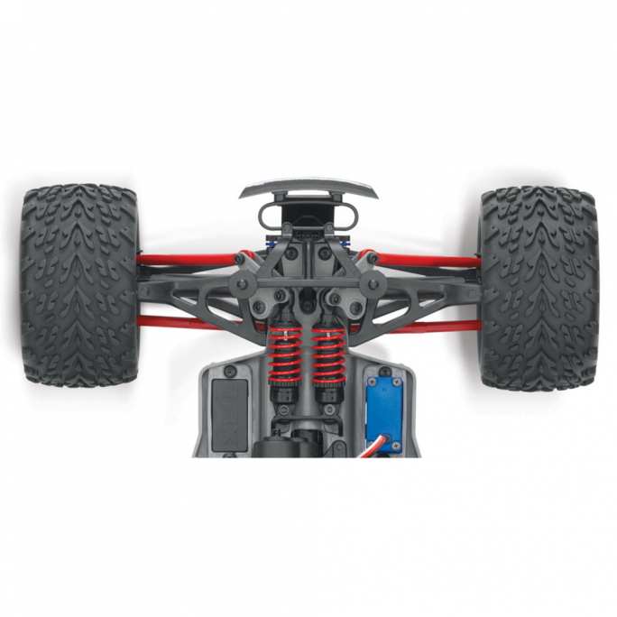 E-revo 4x4, Brushed, RTR avec Accu/chargeur, Bleu et rouge - TRAXXAS 71054-8-RBLU - 1/16