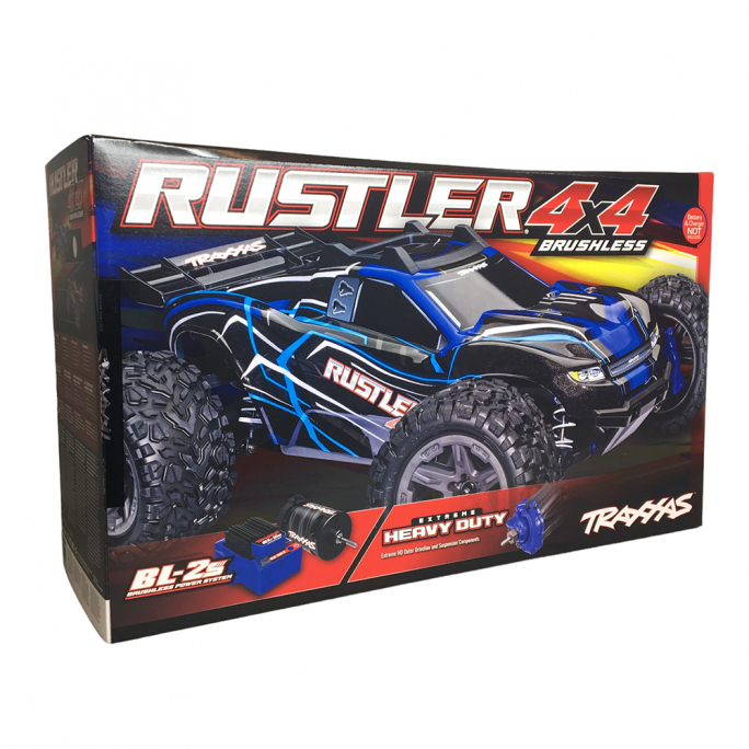 Rustler 4x4 Brushless -2S, RTR, Bleu - TRAXXAS 67164-4-BLUE - 1/10