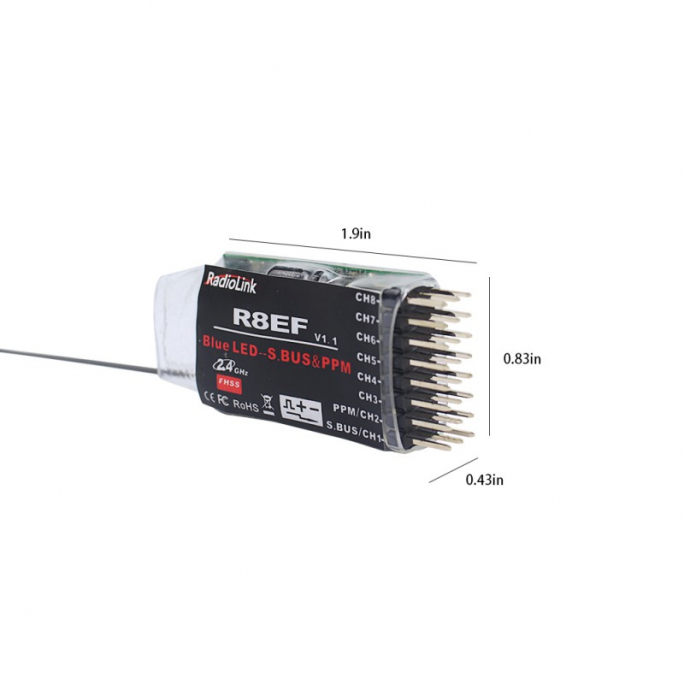 Radio 8 voies avec Bluetooth + récepteur R8EF - RadioLink RADT8FBBT-M1