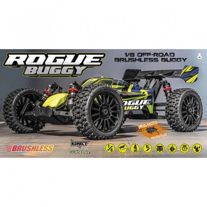 ROGUE Buggy, brushless Jaune, RTR - HOBBYTECH 1ROGBYERTR - 1/8