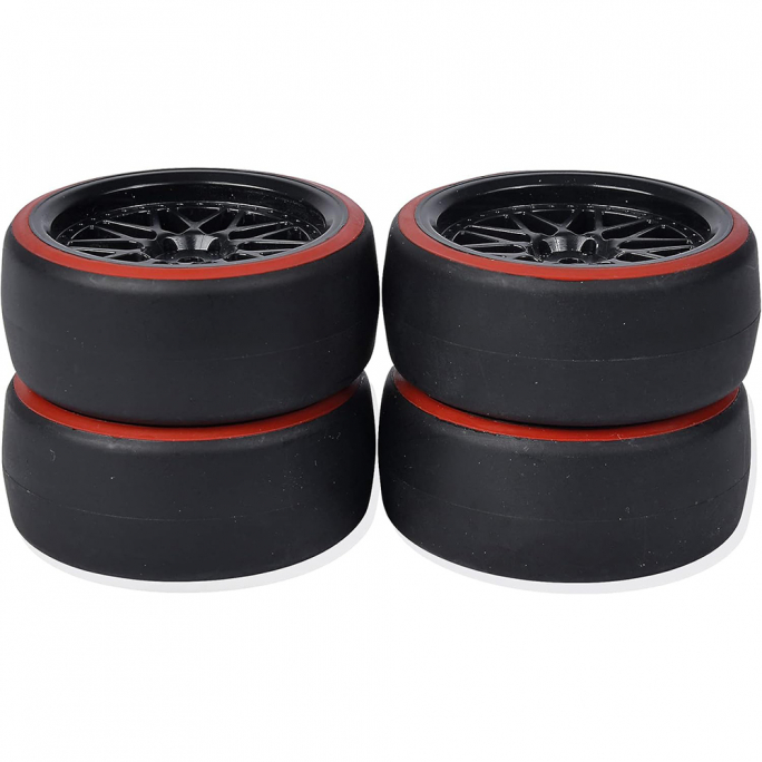 Set de 4 roues Drift, Noir & Rouge - CARSON 500900157 - 1/10