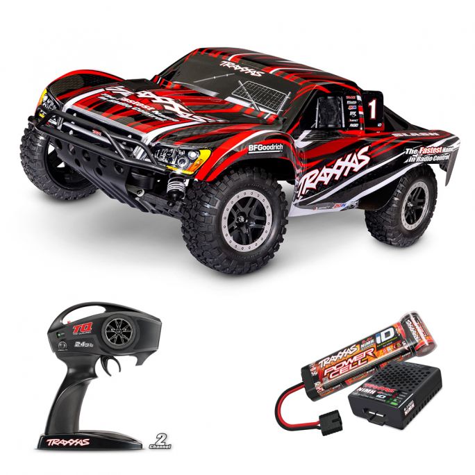 Slash 4x2 Brushed RTR avec accus/chargeur, Rouge - TRAXXAS 58234-8-RED - 1/10