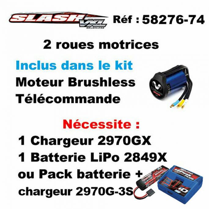 Slash 4x2 VXL Brushless, clipless RTR, FOX - TRAXXAS 58276-74-FOX - 1/10