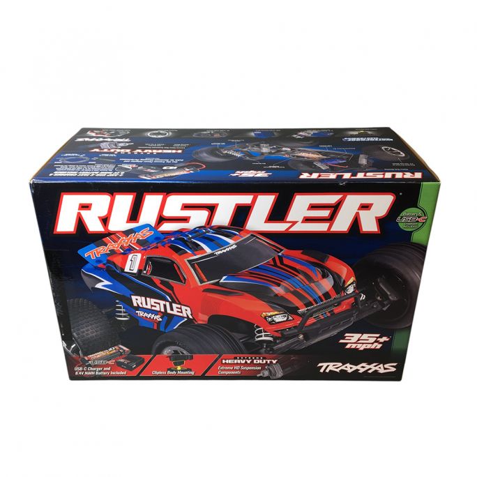 Stadium Truck Rustler XL-5, RTR (Accu/chargeur/radio) - Traxxas 37254-8-RED - 1/10