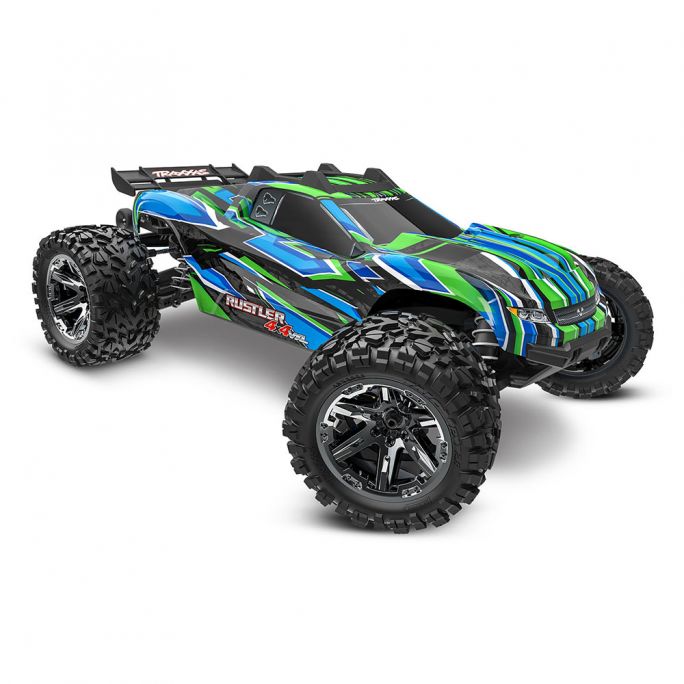 Stadium Truck Rustler 4x4 HD VXL 3S TSM, RTR, Vert - TRAXXAS 67376-4 - 1/10